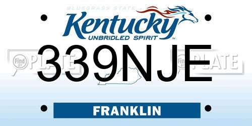 339NJE Kentucky License Plate