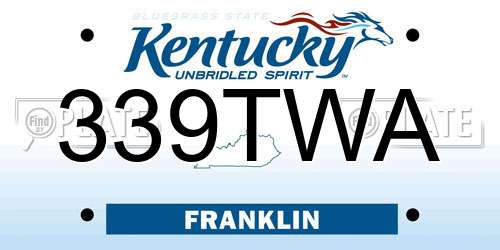 339TWA Kentucky License Plate