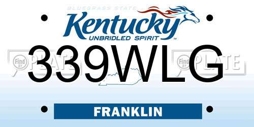 339WLG Kentucky License Plate
