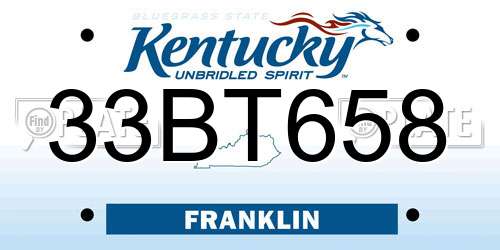 33BT658 Kentucky License Plate