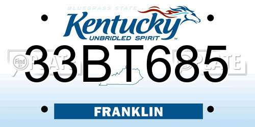 33BT685 Kentucky License Plate
