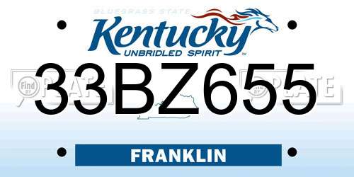 33BZ655 Kentucky License Plate