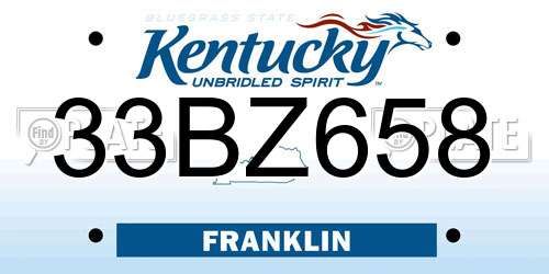 33BZ658 Kentucky License Plate
