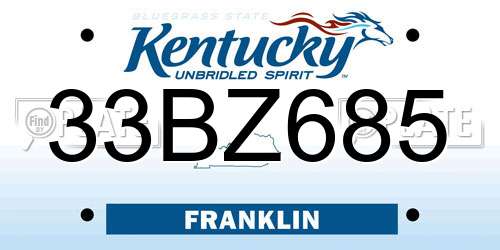 33BZ685 Kentucky License Plate