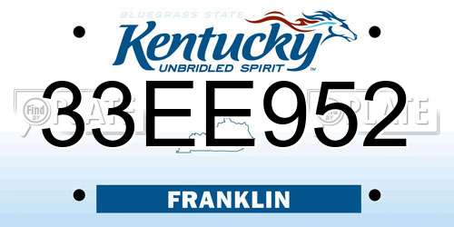 33EE952 Kentucky License Plate