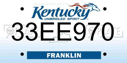 33EE970 Kentucky License Plate