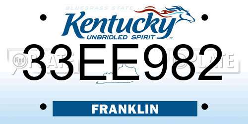 33EE982 Kentucky License Plate