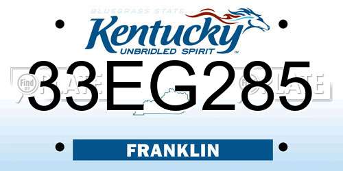 33EG285 Kentucky License Plate