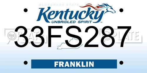 33FS287 Kentucky License Plate