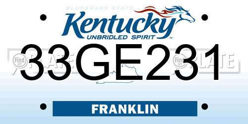 33GE231 Kentucky License Plate