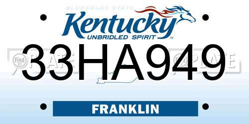 33HA949 Kentucky License Plate
