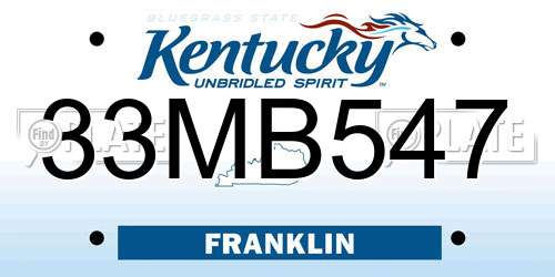 33MB547 Kentucky License Plate