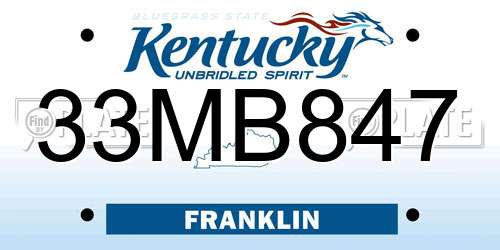 33MB847 Kentucky License Plate