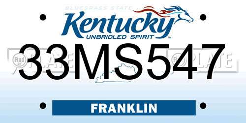 33MS547 Kentucky License Plate