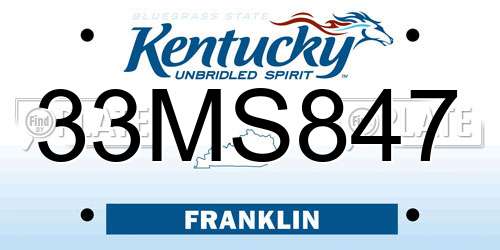 33MS847 Kentucky License Plate