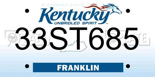 33ST685 Kentucky License Plate
