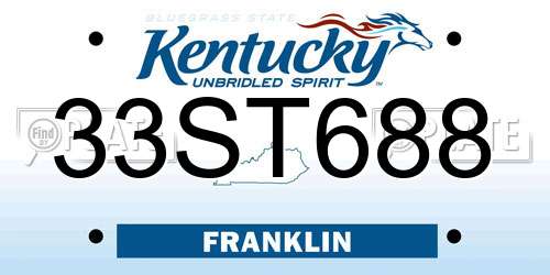 33ST688 Kentucky License Plate