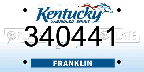 340441 Kentucky License Plate