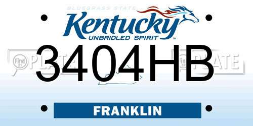 3404HB Kentucky License Plate