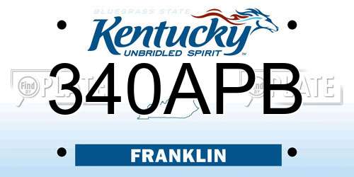 340APB Kentucky License Plate