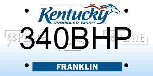 340BHP Kentucky License Plate