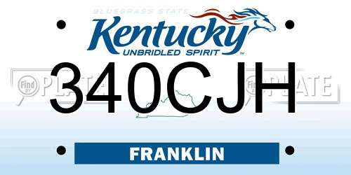 340CJH Kentucky License Plate