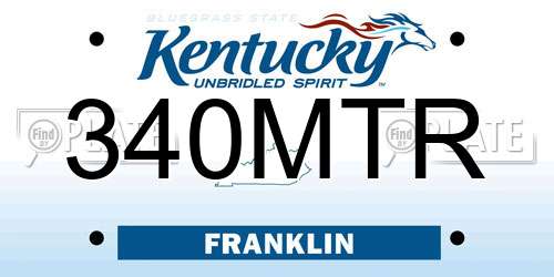 340MTR Kentucky License Plate