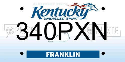 340PXN Kentucky License Plate