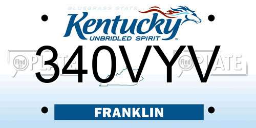 340VYV Kentucky License Plate