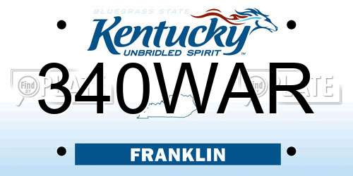340WAR Kentucky License Plate