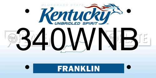 340WNB Kentucky License Plate