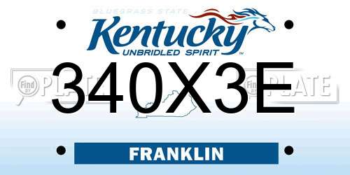 340X3E Kentucky License Plate