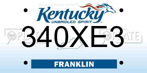 340XE3 Kentucky License Plate