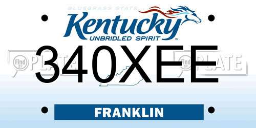 340XEE Kentucky License Plate