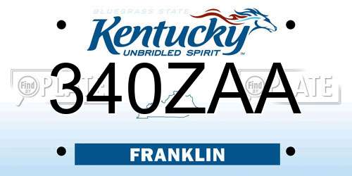 340ZAA Kentucky License Plate