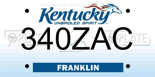 340ZAC Kentucky License Plate