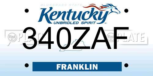 340ZAF Kentucky License Plate