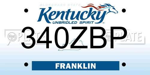 340ZBP Kentucky License Plate