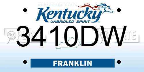 3410DW Kentucky License Plate