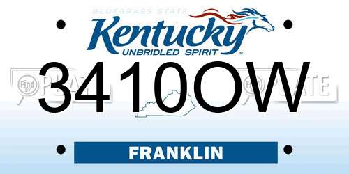 3410OW Kentucky License Plate