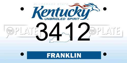 3412 Kentucky License Plate