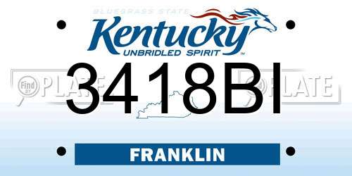3418BI Kentucky License Plate