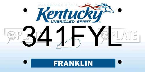 341FYL Kentucky License Plate