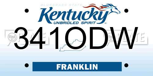 341ODW Kentucky License Plate