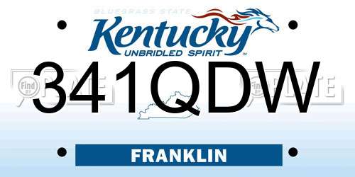 341QDW Kentucky License Plate