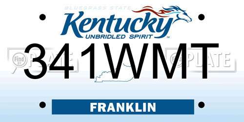 341WMT Kentucky License Plate