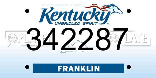 342287 Kentucky License Plate