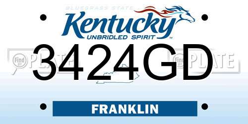 3424GD Kentucky License Plate
