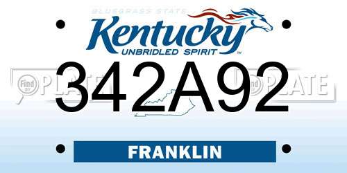 342A92 Kentucky License Plate