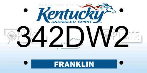 342DW2 Kentucky License Plate